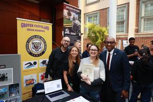 GCHS Staff poses with Queens Borogh President in photo