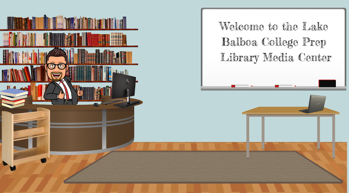 Welcome to the Library Media Center bitmoji