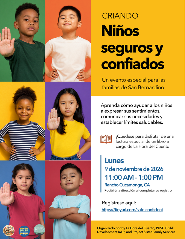 safe and confident children cafe flyer in spanish