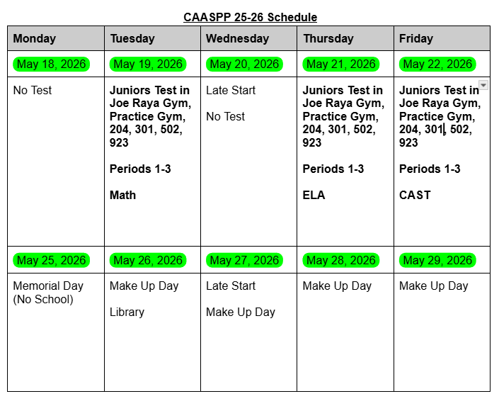 CAASPP Testing (May 19-22, 2026) Thumbnail Image