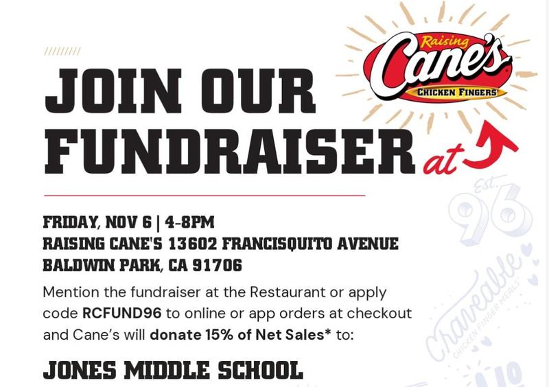 Jones Fundraiser at Raising Canes flyer