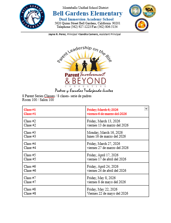 parenting series schedule