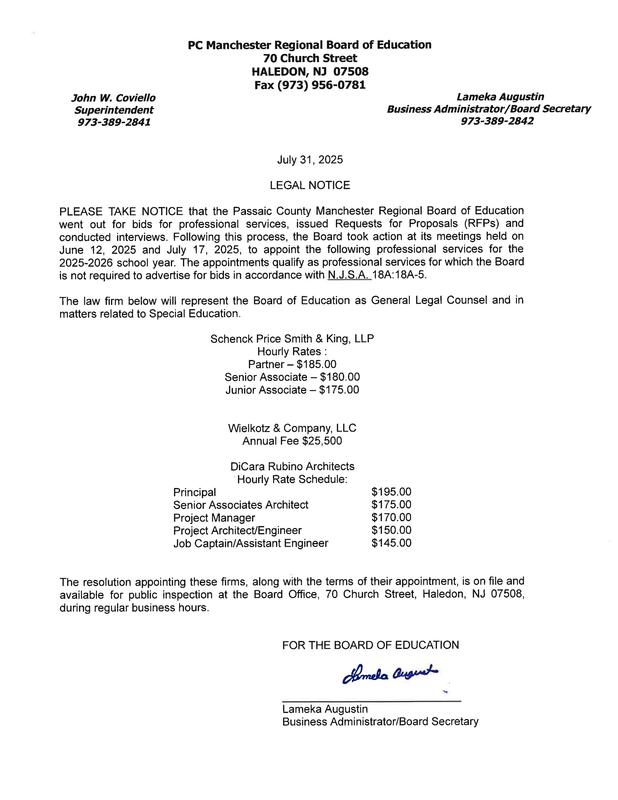 Legal Ad - Professional Services Summer 2025