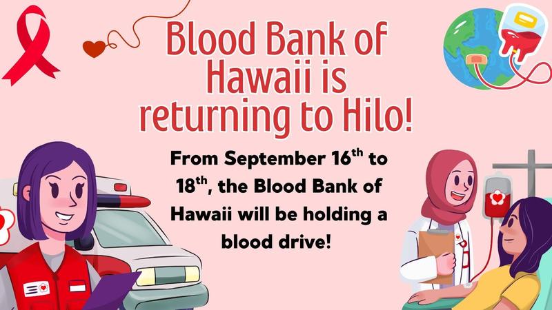 Blood Bank of Hawaii Coming to Hilo