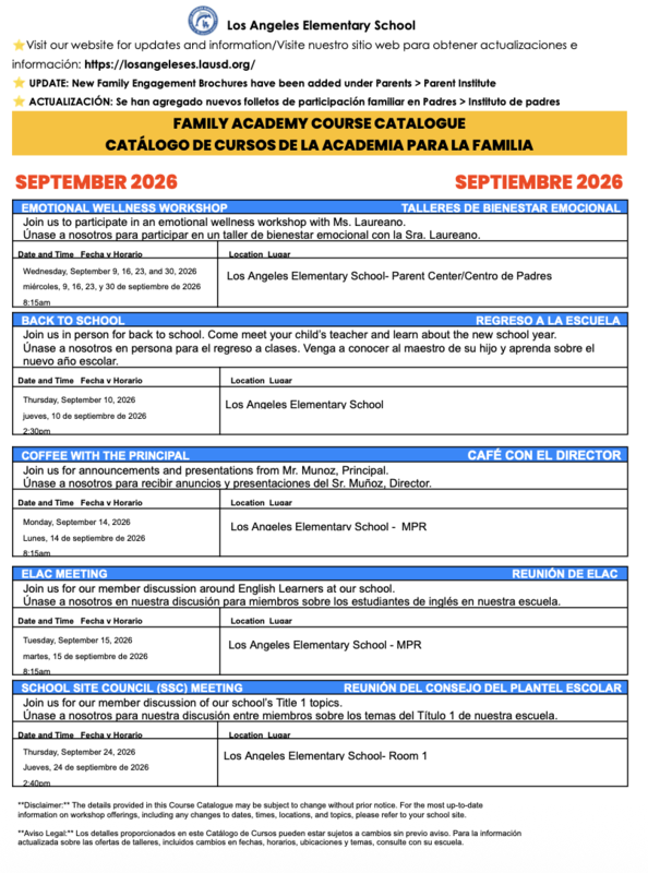 September Course Catalogue