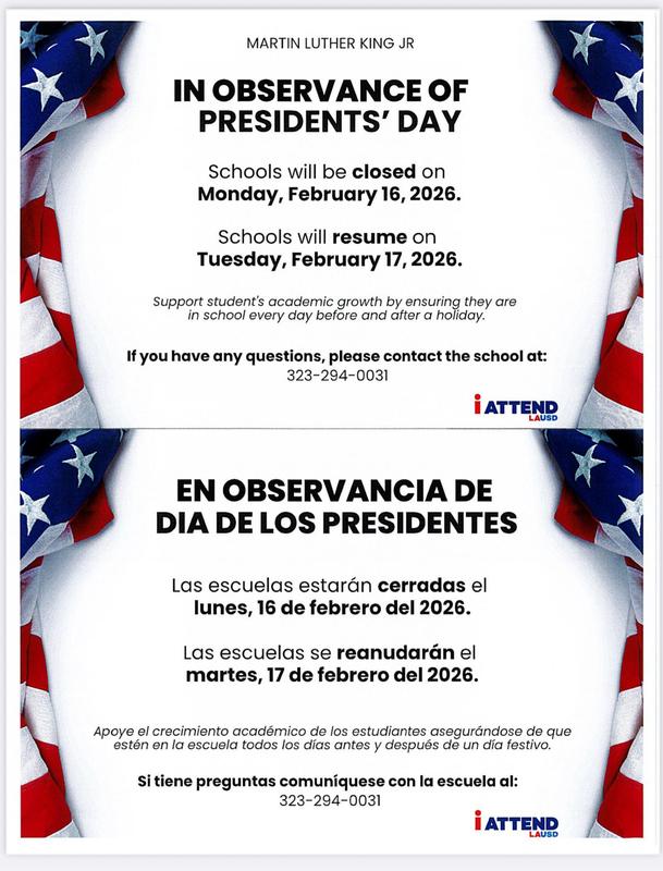 In Observance of President’s Day