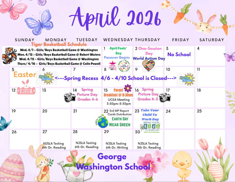 April 2026 Calendar-Washington School