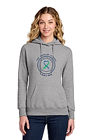 Gray hoodie on female.