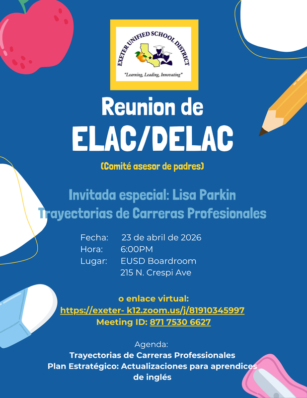 ELAC/DELAC Meeting Flyer Spanish