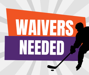 Waivers Needed with silhouette of hockey player