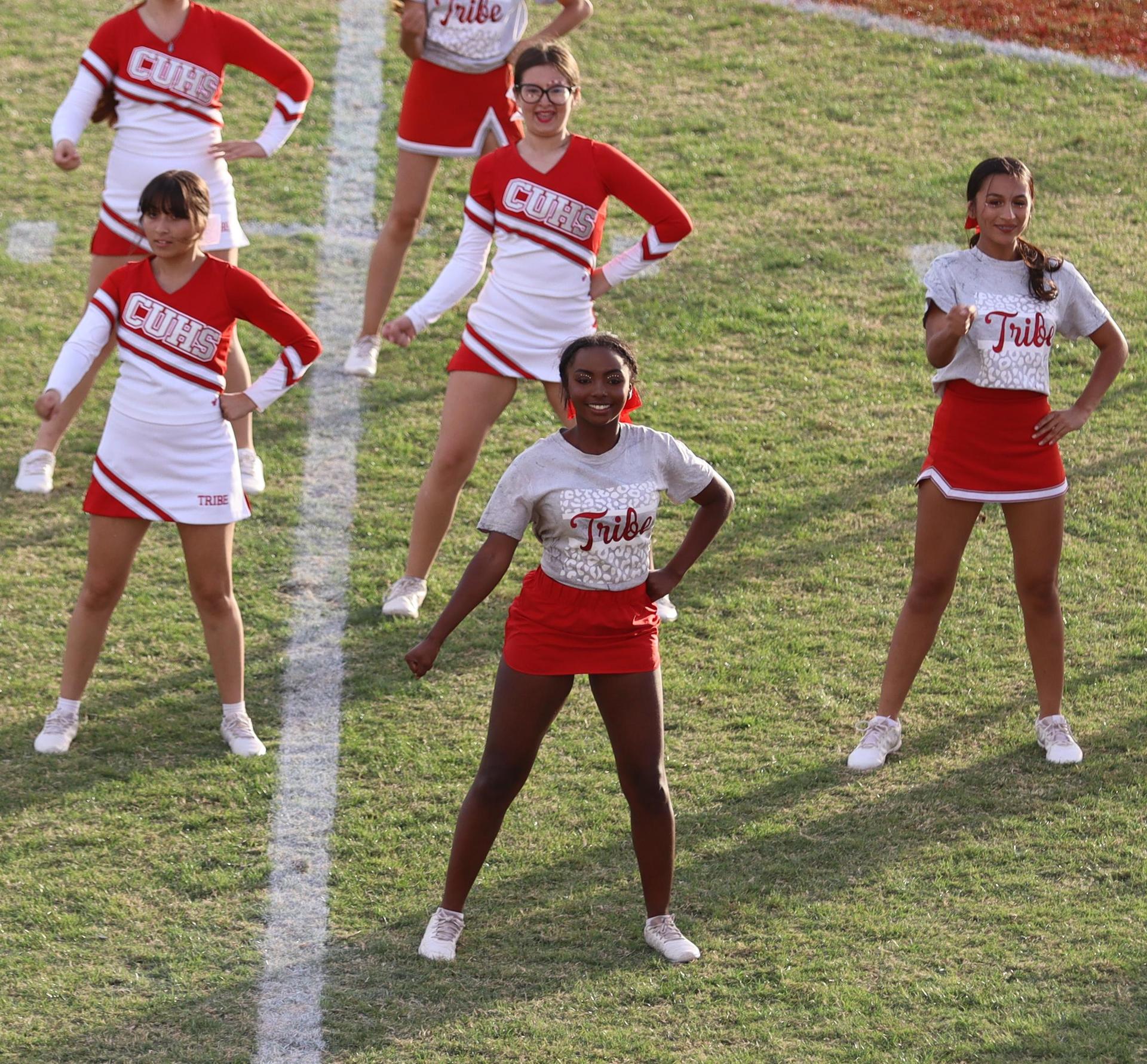 Combined cheer performing at halftime of the football game