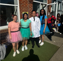 staff dress up for Halloween 