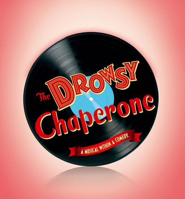 The Drowsy Chaperone logo - text over a phonograph record