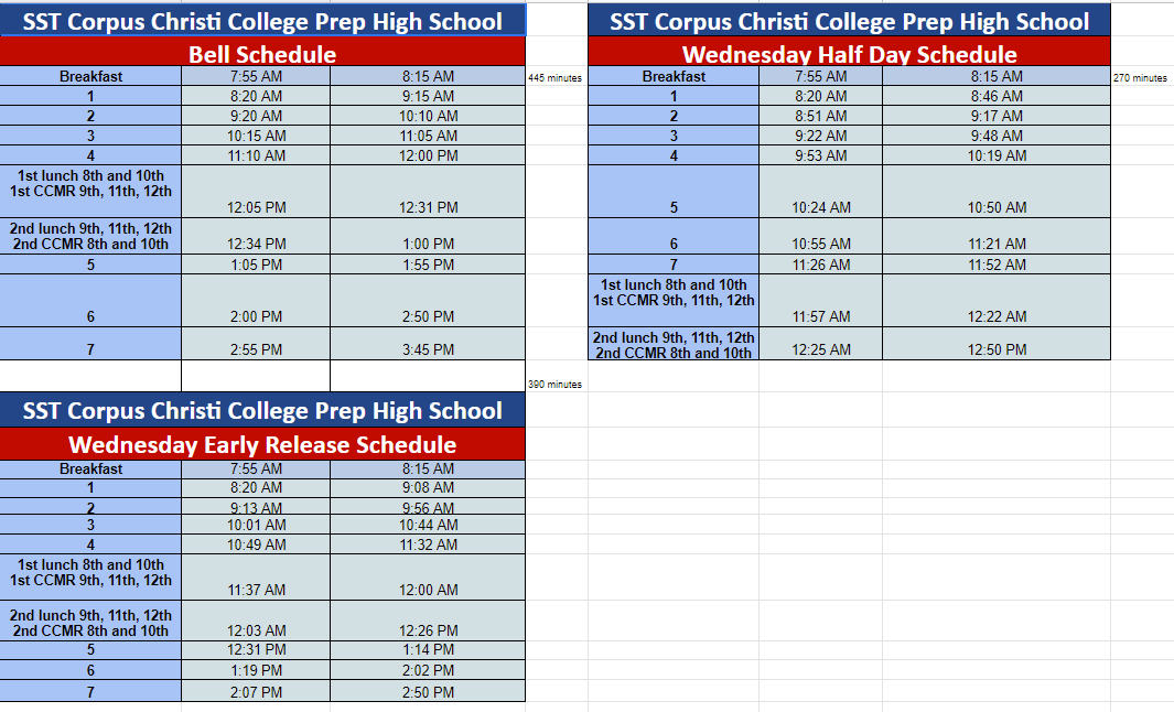 Bell Schedule Students School Of Science And Technology Corpus Bell Schedule Students School Of Science And Technology Corpus