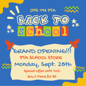 PTA School Store Opening 9/28