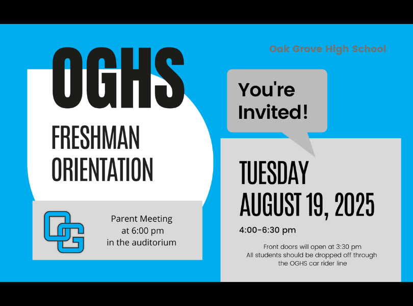 Freshman Orientation August 19th 4:00pm=6:30pm