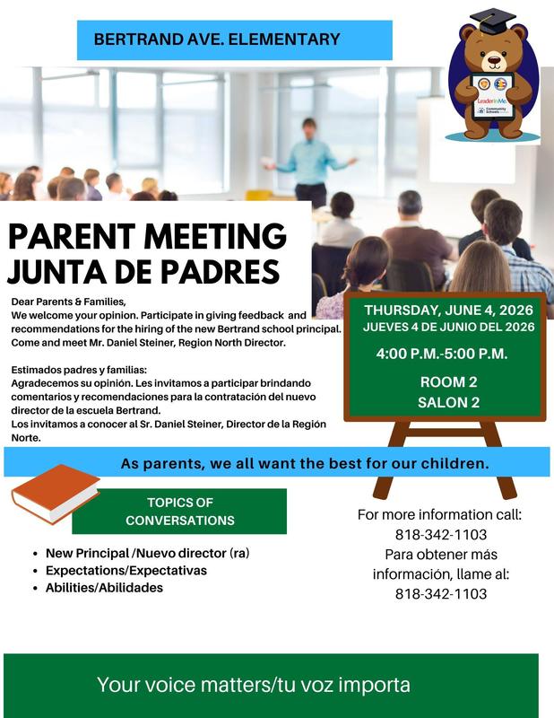 Parent Meeting Flyer for Parent Feedback and Recommendations meeting for new principal.