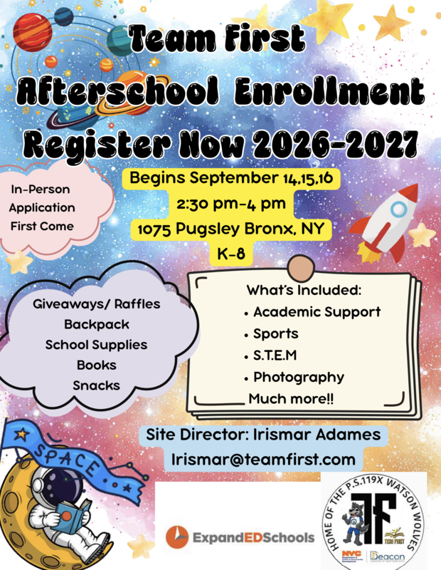 Team First Afterschool Enrollment Flyer Sept 2026