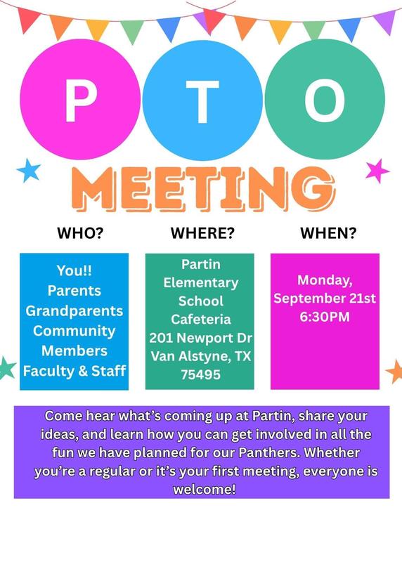 Partin PTO Meeting Tonight at 6:30 p.m. Thumbnail Image