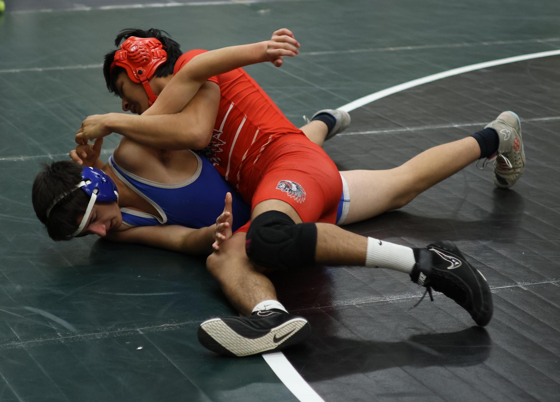 Boys wrestling in the Liberty Duals event 13