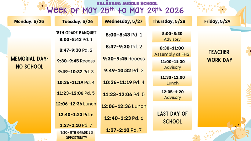 Last Week of School Schedule Featured Photo