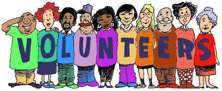volunteers in a line