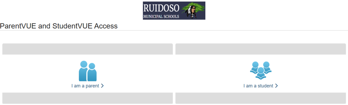 A picture of the login page with links to the parent and student portals