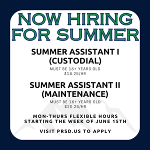 Please visit www.prsd.us Job Opportunities to apply! Starts June 15th.