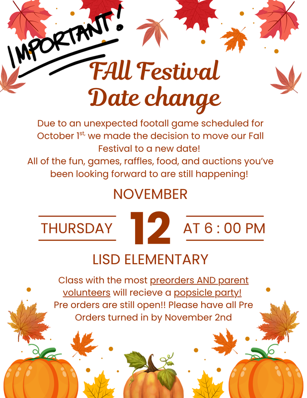LES PTO Fall Festival Date Change Flyer