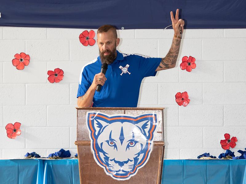 Principal at awards assembly