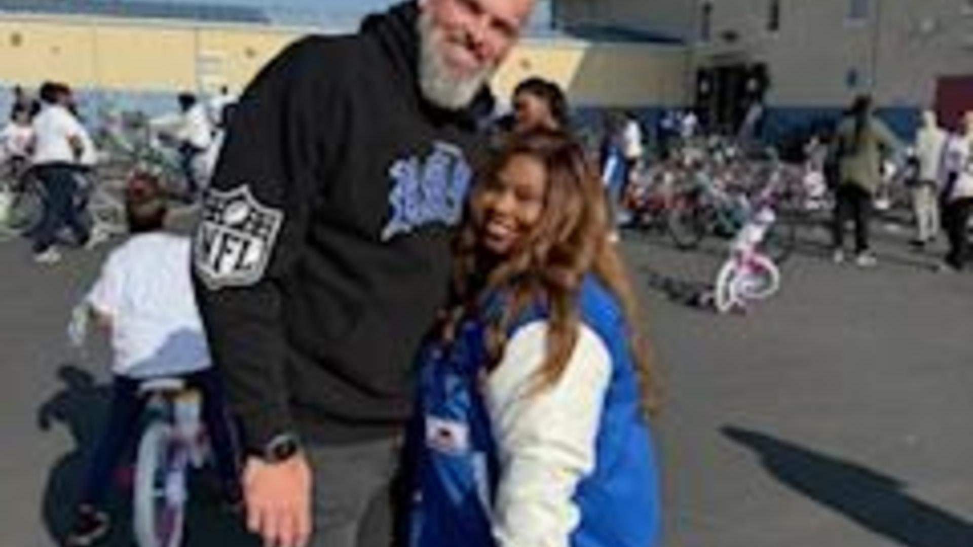 Rams Player with School Principal Mrs. Branch