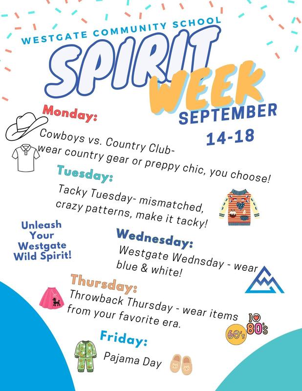 Sept 14-18 Westgate Spirit Week Flyer